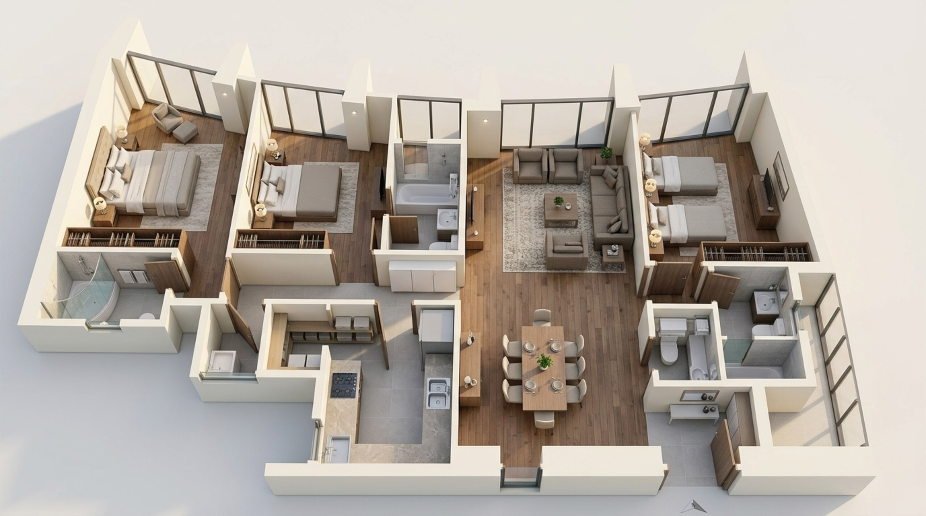 Floor plan of 3 BHK 1111 Sq. Ft. Apartment in Lodha The Park, Mumbai