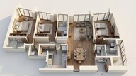 Floor plan of 3 BHK 1111 Sq. Ft. Apartment in Lodha The Park, Mumbai
