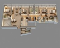 Floor plan of 4 BHK 1471 Sq. Ft. Apartment in Lodha The Park, Mumbai