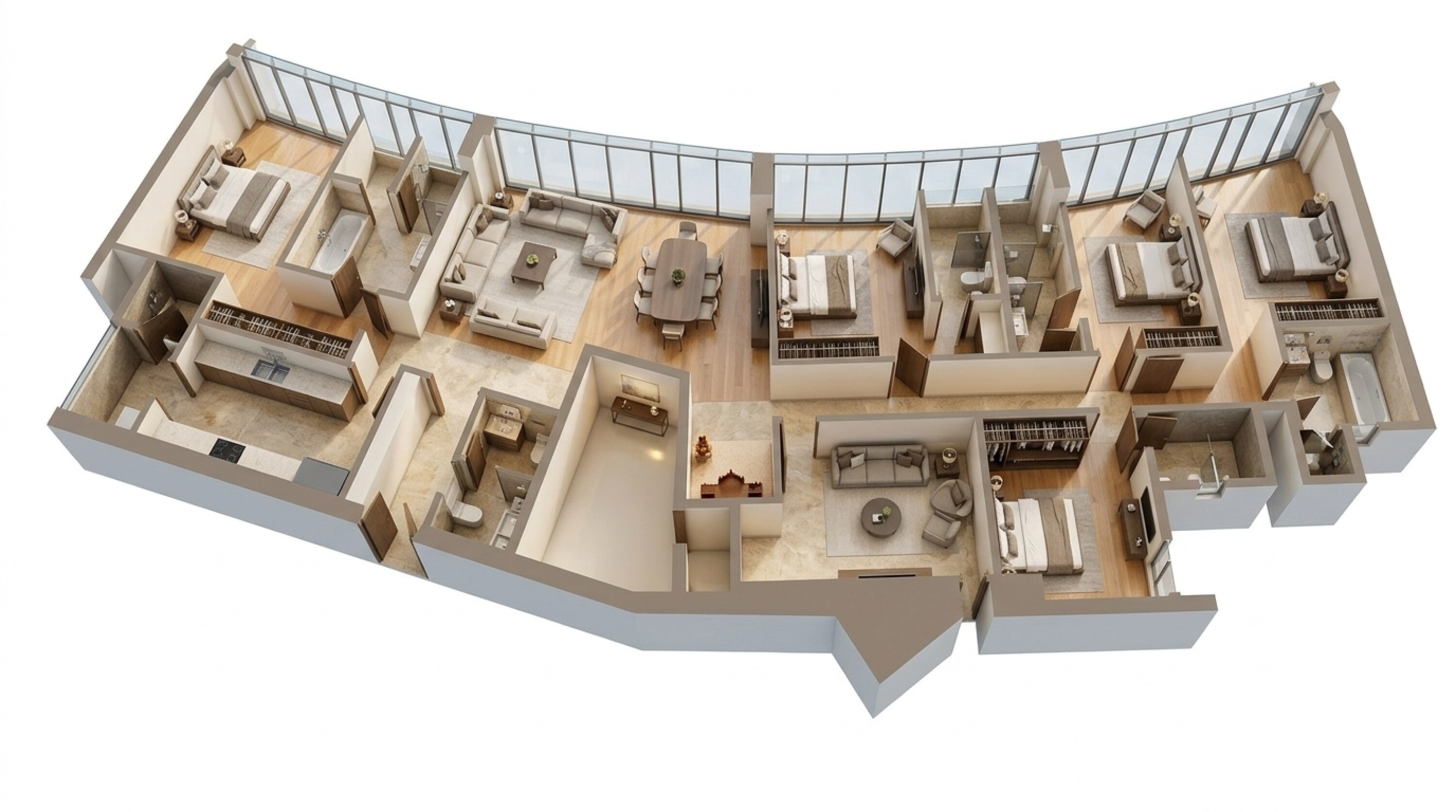 Floor plan of 5 BHK 2255 Sq. Ft. Apartment in Lodha The Park, Mumbai