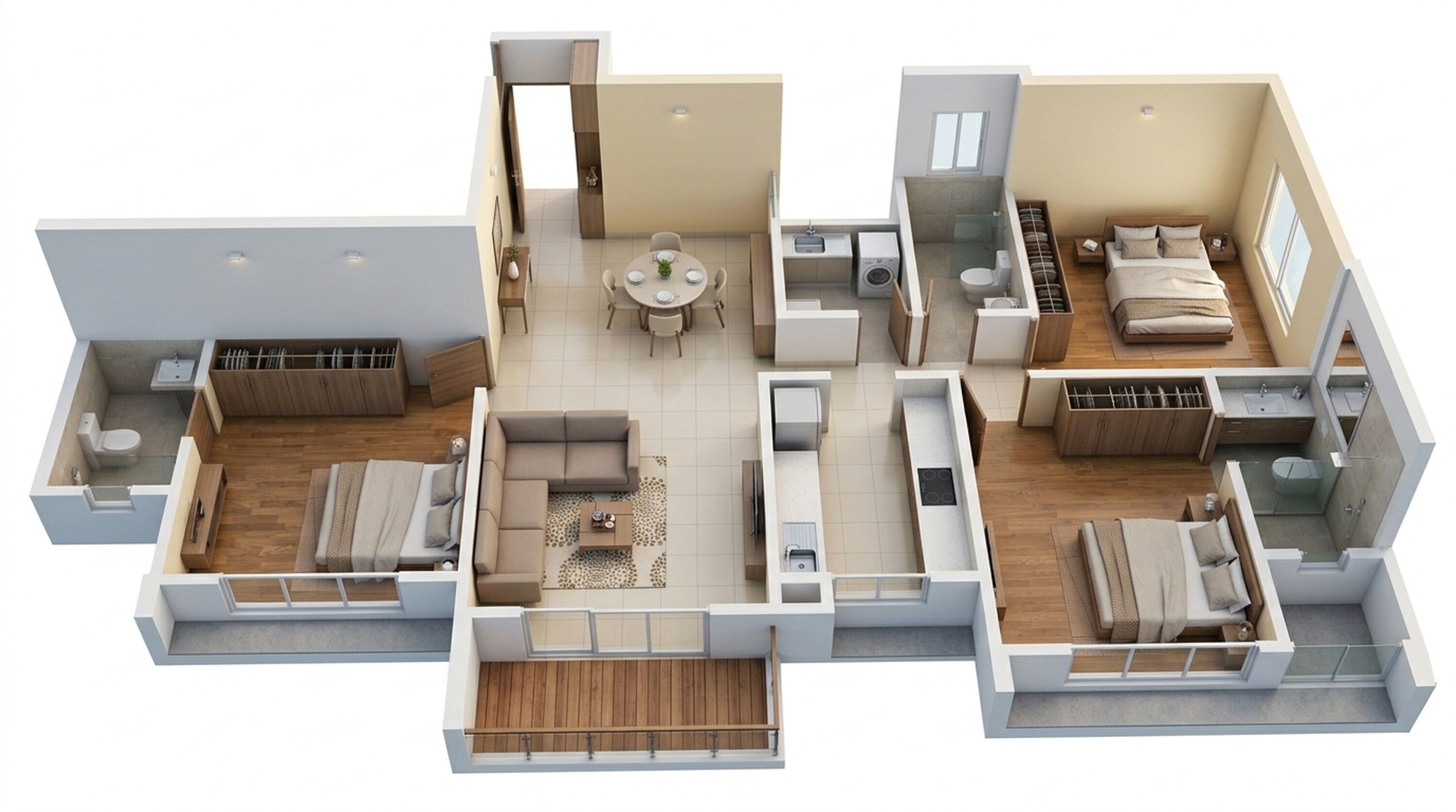 Floor plan of 3 BHK 985 Sq. Ft. Apartment in Runwal Forests, Mumbai