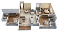 Floor plan of 3 BHK 985 Sq. Ft. Apartment in Runwal Forests, Mumbai