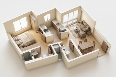 Floor plan of 1 BHK 430 Sq. Ft. Apartment in Runwal Forests, Mumbai