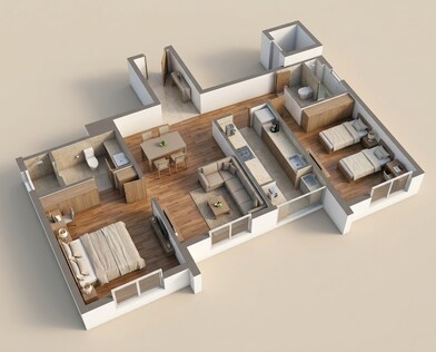 Floor plan of 2 BHK 753 Sq. Ft. Apartment in Runwal Forests, Mumbai
