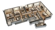 Floor plan of 3 BHK 1092 Sq. Ft. Apartment in Lodha The Park Side, Mumbai