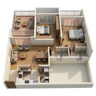 Floor plan of 2 BHK 735 Sq. Ft. Apartment in Godrej City, Navi Mumbai