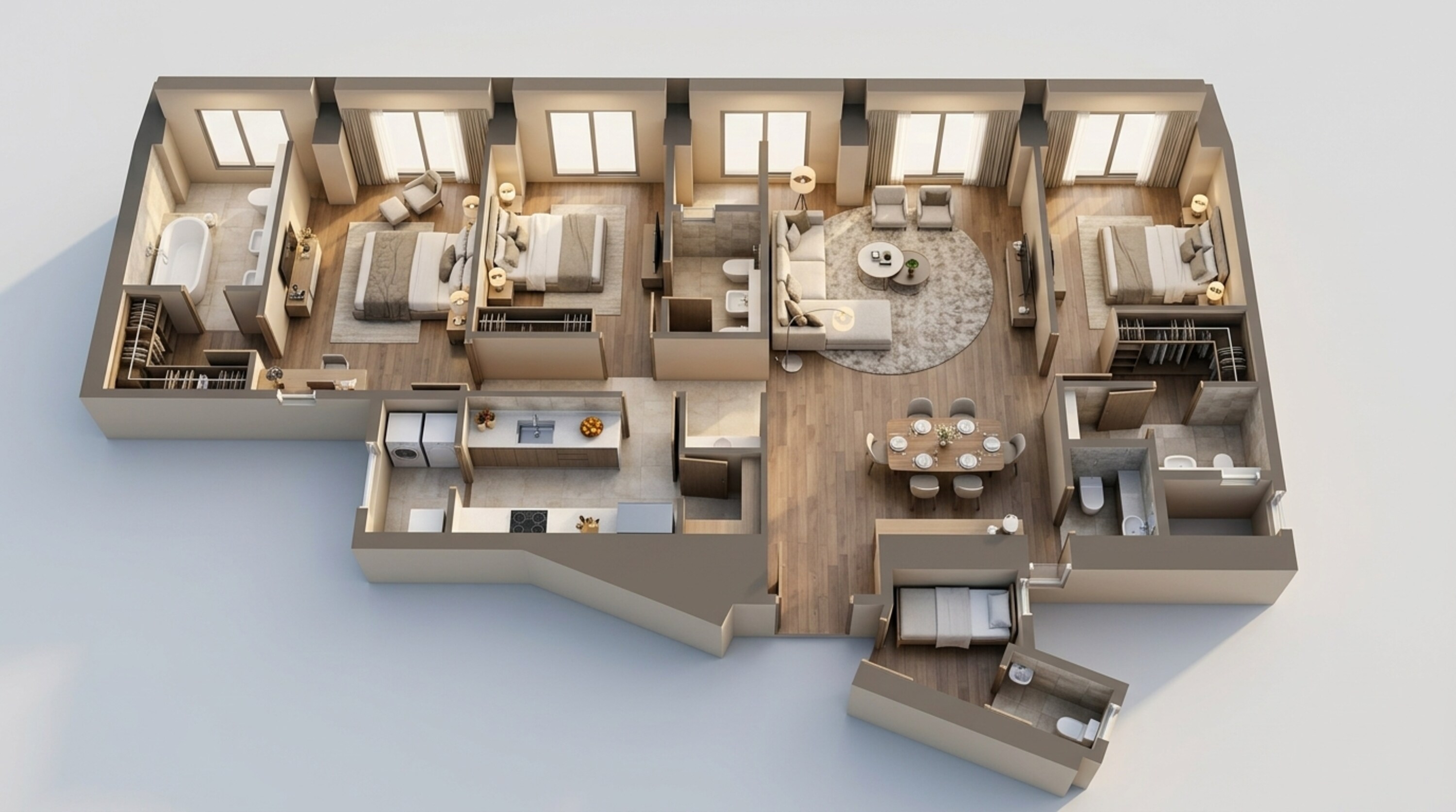 Floor plan of 3 BHK 1315 Sq. Ft. Apartment in Lodha Kiara, Mumbai