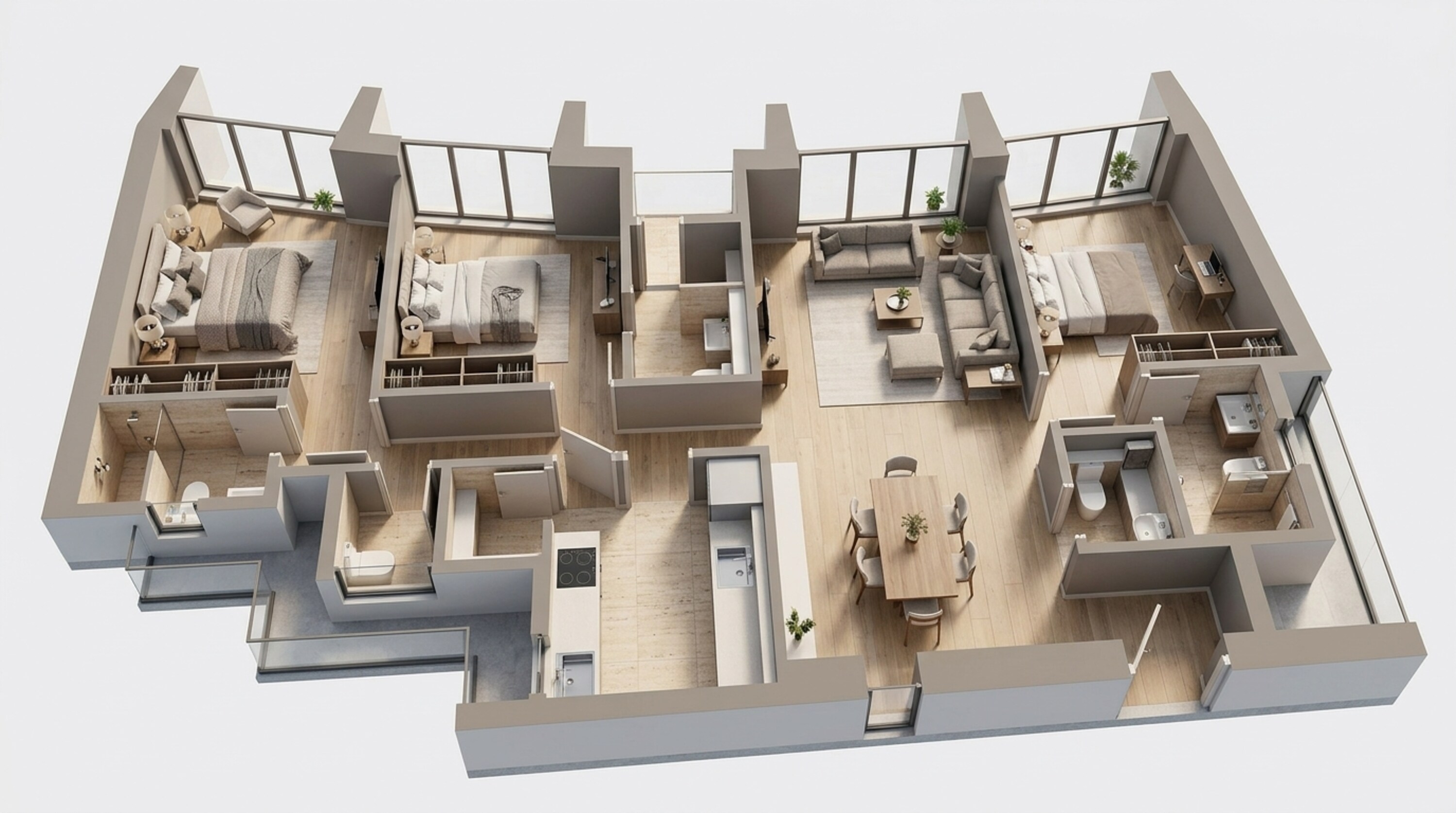 Floor plan of 3 BHK 1111 Sq. Ft. Apartment in Lodha Codename August Moon, Mumbai