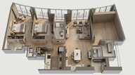 Floor plan of 3 BHK 1111 Sq. Ft. Apartment in Lodha The Park Codename August Moon, Mumbai