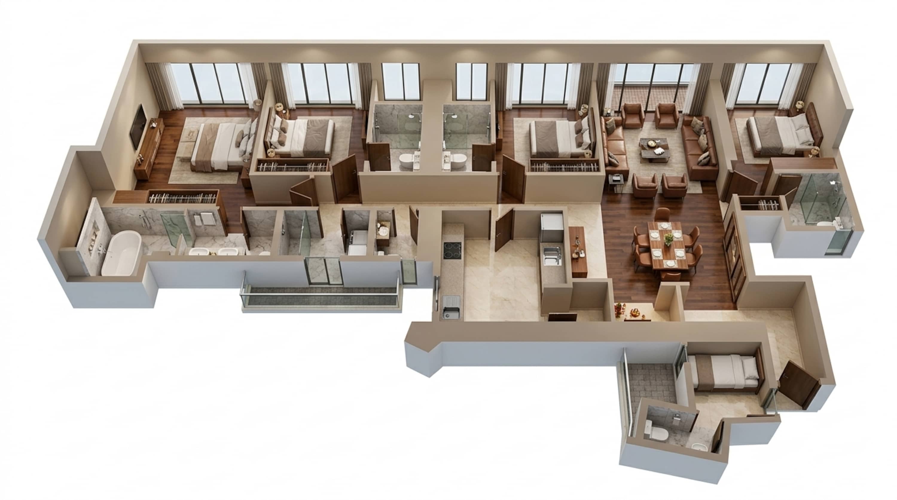 Floor plan of 4 BHK 1601 Sq. Ft. Apartment in Lodha The Park Trump Tower, Mumbai