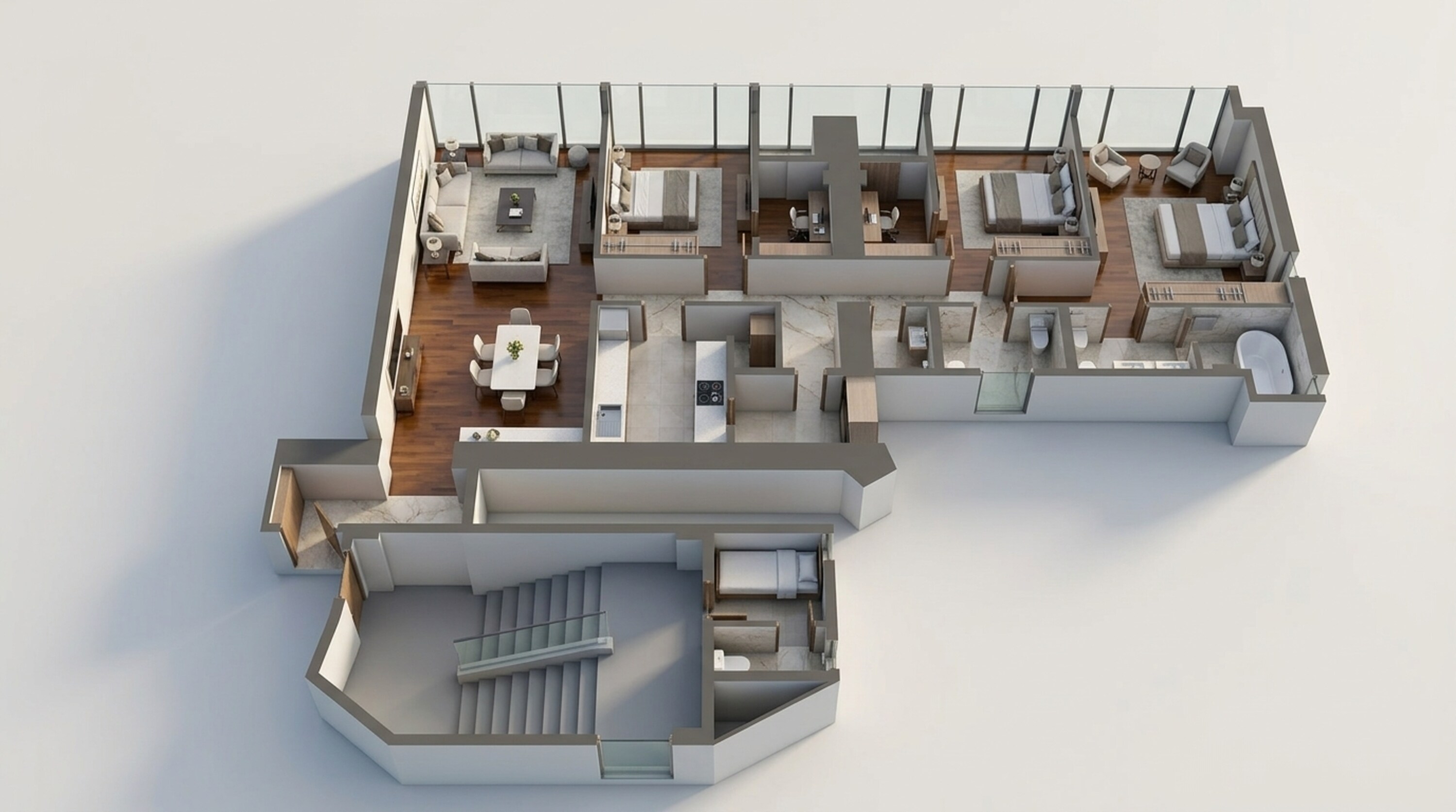 Floor plan of 3 BHK 1374 Sq. Ft. Apartment in Lodha The Park Trump Tower, Mumbai