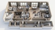 Floor plan of 3 BHK 1335 Sq. Ft. Apartment in Rustomjee Crown Phase 2, Mumbai