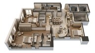 Floor plan of 3 BHK 1470 Sq. Ft. Apartment in Rustomjee Crown Phase 2, Mumbai