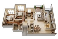 Floor plan of 3 BHK 894 Sq. Ft. Apartment in Lodha Eternis, Mumbai