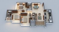 Floor plan of 3 BHK 1040 Sq. Ft. Apartment in Lodha Eternis, Mumbai