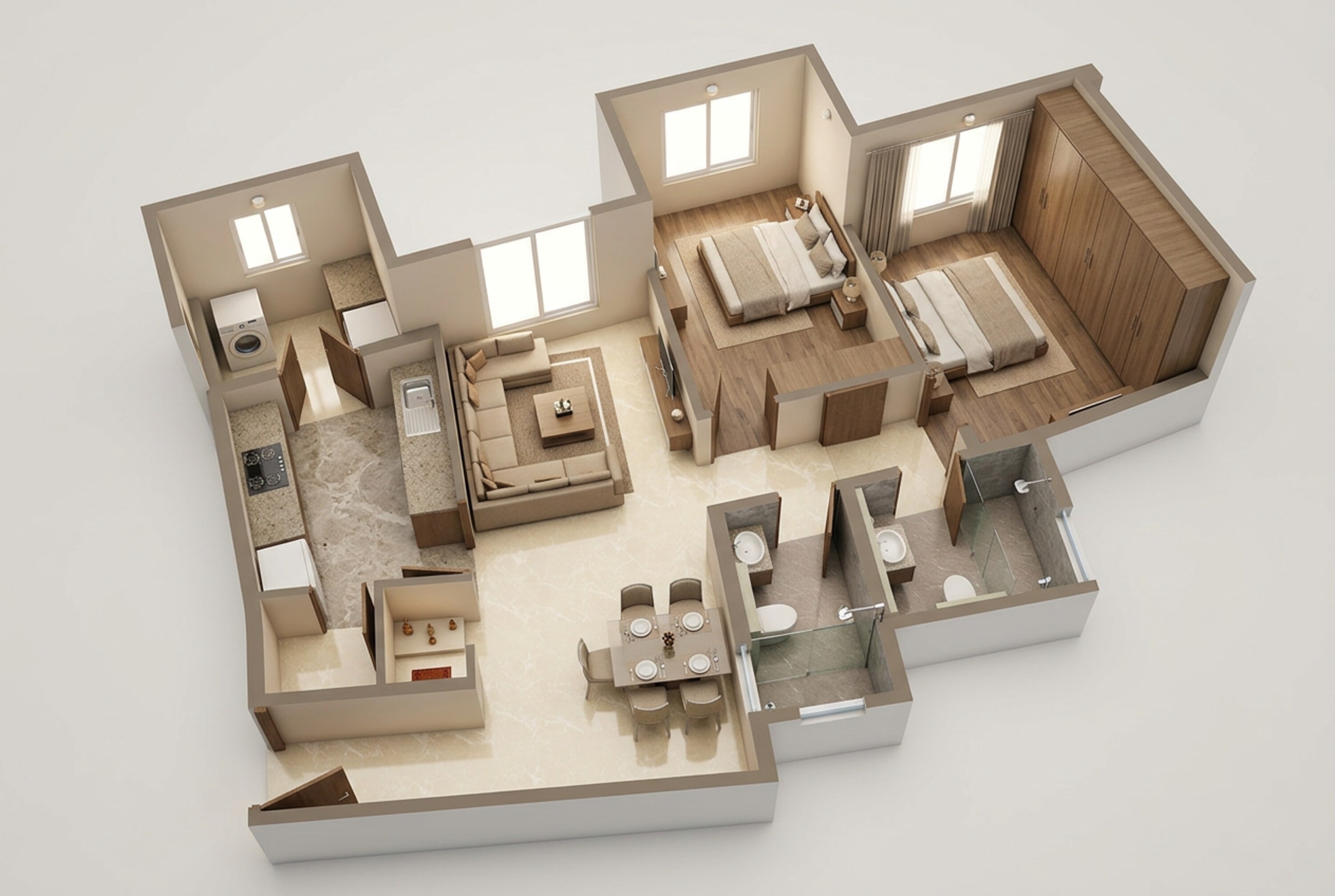 Floor plan of 2 BHK 776 Sq. Ft. Apartment in Lodha Eternis, Mumbai