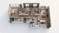Floor plan of 3 BHK 1083 Sq. Ft. Apartment in L And T Rejuve 360, Mumbai