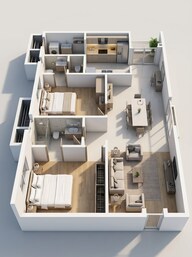 Floor plan of 2 BHK 1367 Sq. Ft. Apartment in INDIS Viva City, Hyderabad