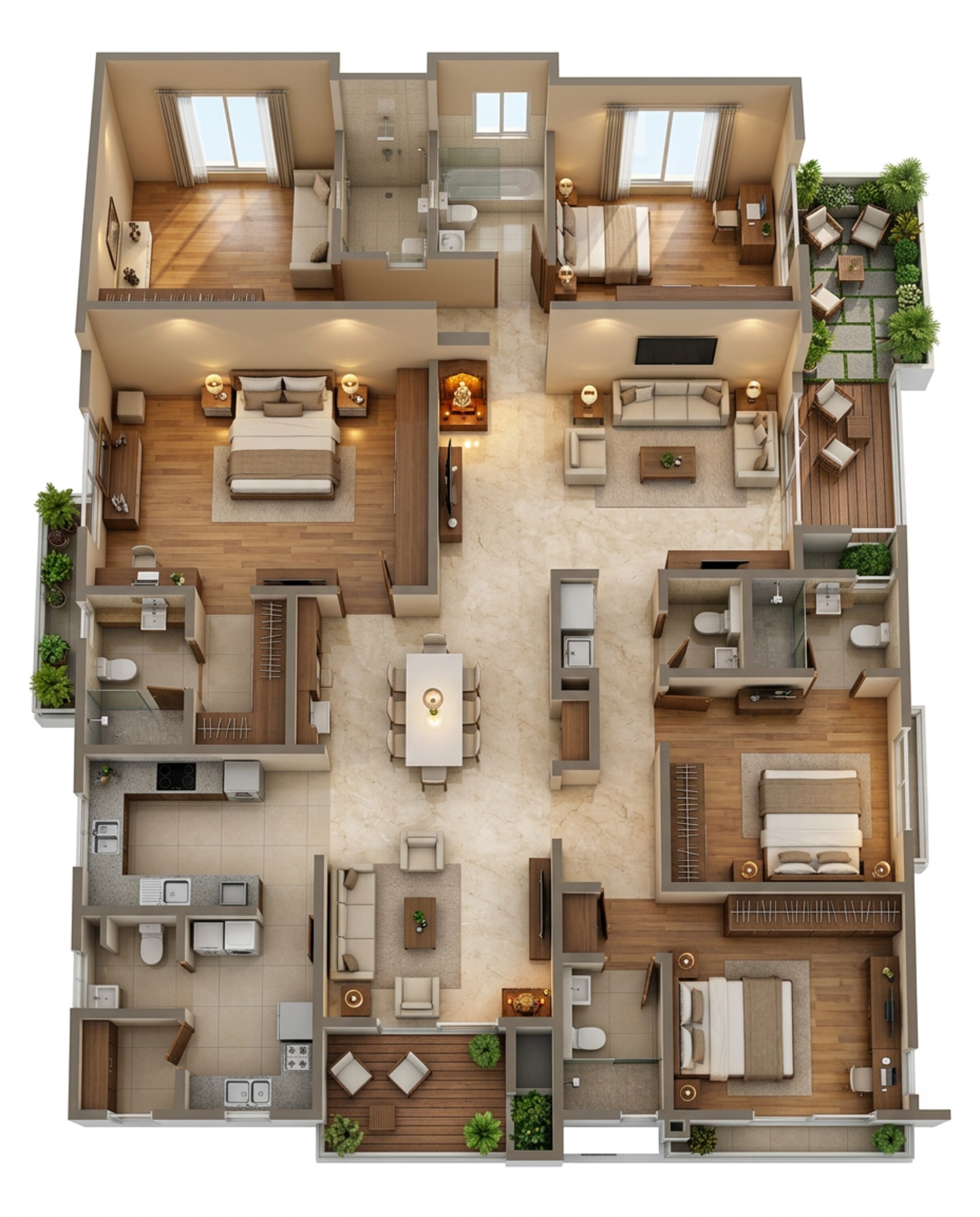 Floor plan of 3 BHK 2410 Sq. Ft. Apartment in INDIS Viva City, Hyderabad