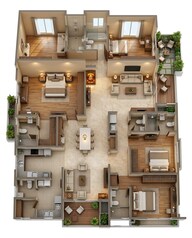 Floor plan of 3 BHK 2410 Sq. Ft. Apartment in INDIS Viva City, Hyderabad