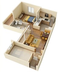 Floor plan of 1 BHK 645 Sq. Ft. Apartment in Mayfair Housing Mira Pride, Thane
