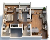 Floor plan of 1 BHK 263 Sq. Ft. Apartment in JP North Elara, Thane