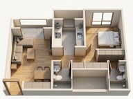 Floor plan of 1 BHK 309 Sq. Ft. Apartment in JP North Elara, Thane