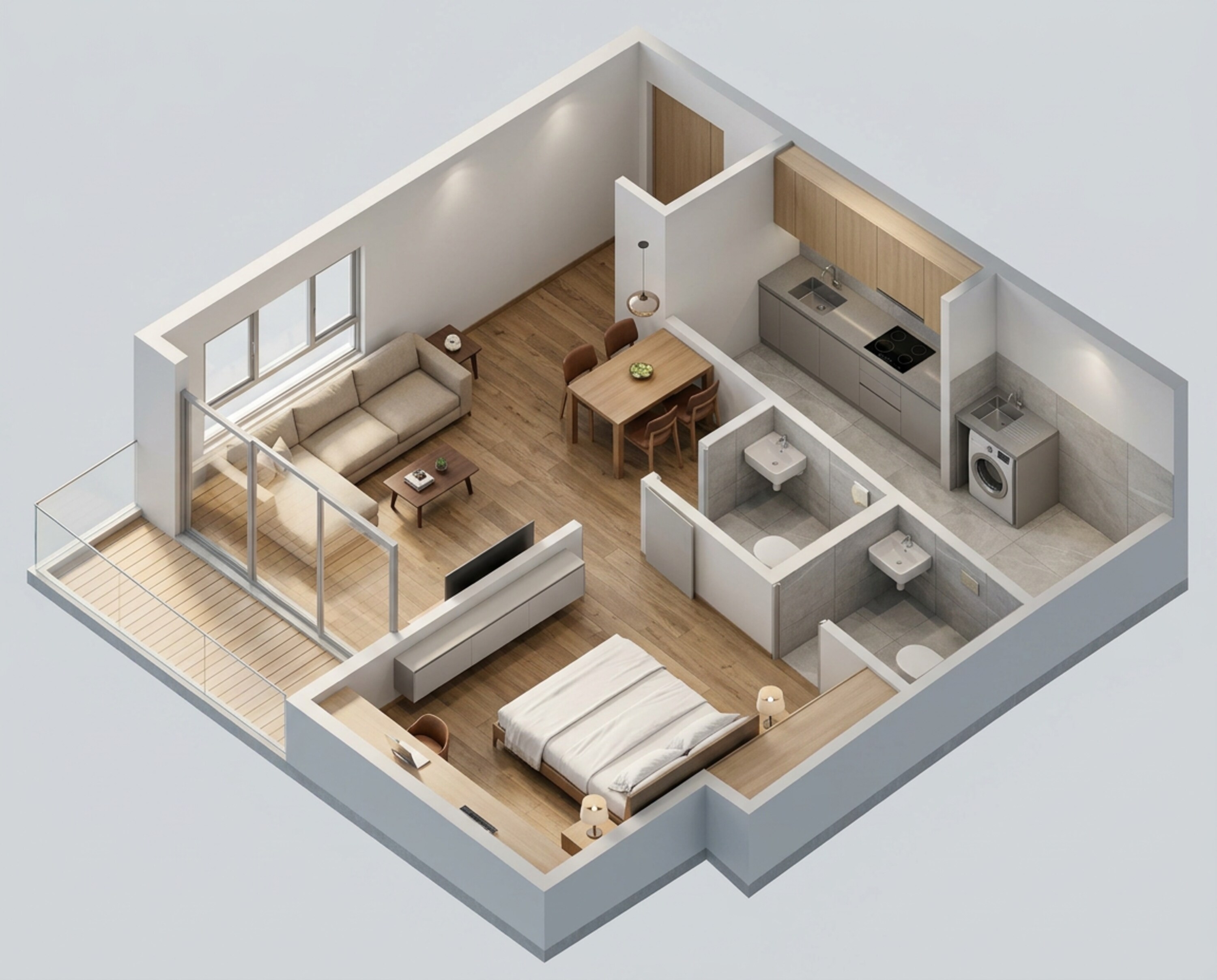 Floor plan of 1 BHK 405 Sq. Ft. Apartment in JP North Elara, Thane