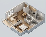 Floor plan of 1 BHK 405 Sq. Ft. Apartment in JP North Elara, Thane