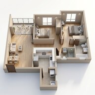 Floor plan of 2 BHK 543 Sq. Ft. Apartment in Kolte Patil Life Republic Arezo, Pune
