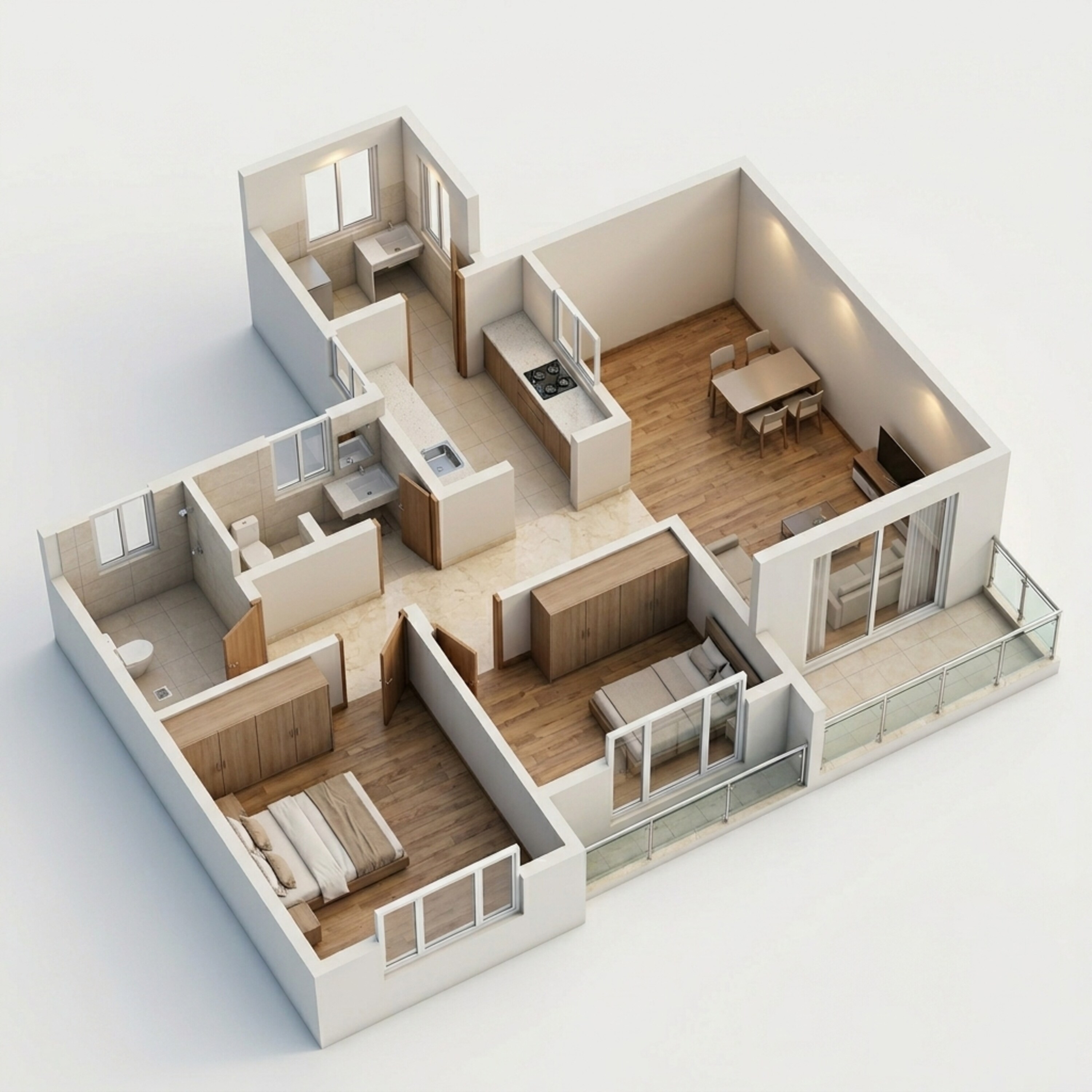 Floor plan of 2 BHK 637 Sq. Ft. Apartment in Kolte Patil Life Republic Arezo, Pune