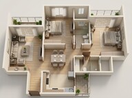 Floor plan of 2 BHK 1305 Sq. Ft. Apartment in Godrej Palm Retreat 2, Noida