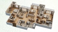 Floor plan of 3 BHK 1947 Sq. Ft. Apartment in Godrej Palm Retreat 2, Noida