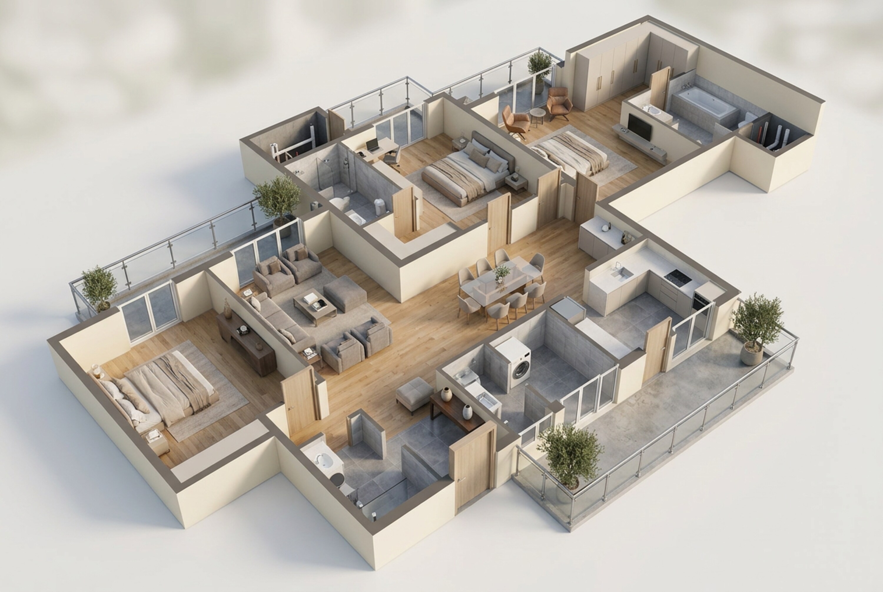 Floor plan of 3 BHK 2440 Sq. Ft. Apartment in Godrej Palm Retreat 2, Noida