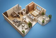 Floor plan of 1 BHK 460 Sq. Ft. Apartment in Sai Proviso Leisure Town, Pune