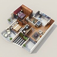Floor plan of 2 BHK 735 Sq. Ft. Apartment in Sai Proviso Leisure Town, Pune