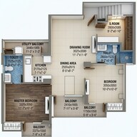 Floor plan of 2 BHK 1060 Sq. Ft. Apartment in Gaur Castlevania, Greater Noida