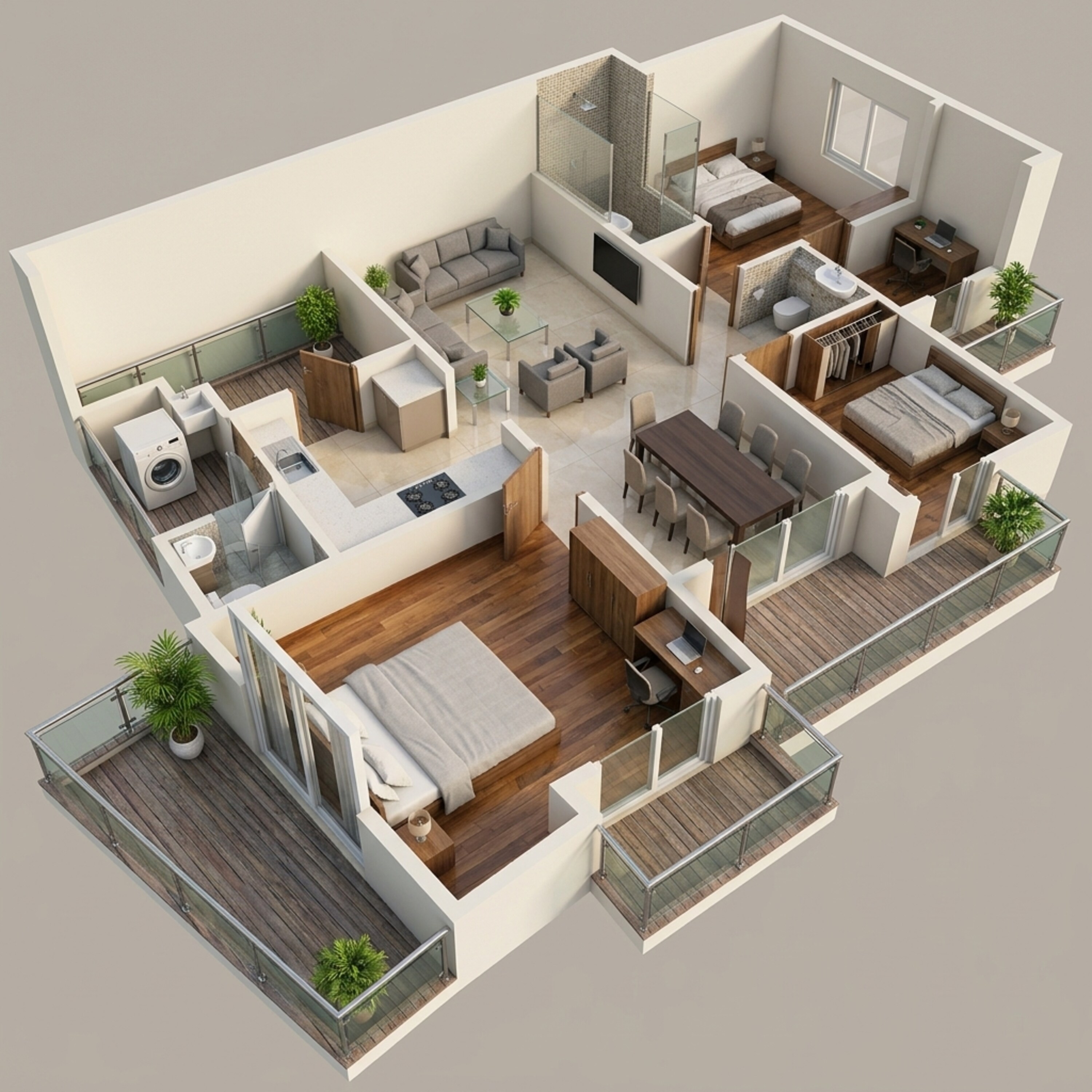 Floor plan of 3 BHK 1278 Sq. Ft. Apartment in Gaur Castlevania, Greater Noida