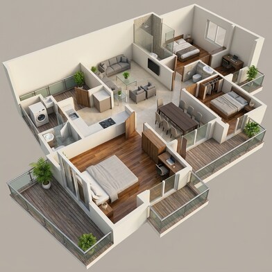 Floor plan of 3 BHK 1278 Sq. Ft. Apartment in Gaur Castlevania, Greater Noida