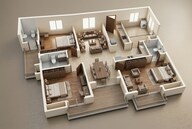 Floor plan of 3 BHK 1414 Sq. Ft. Apartment in Gaur Castlevania, Greater Noida