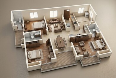 Floor plan of 3 BHK 1414 Sq. Ft. Apartment in Gaur Castlevania, Greater Noida