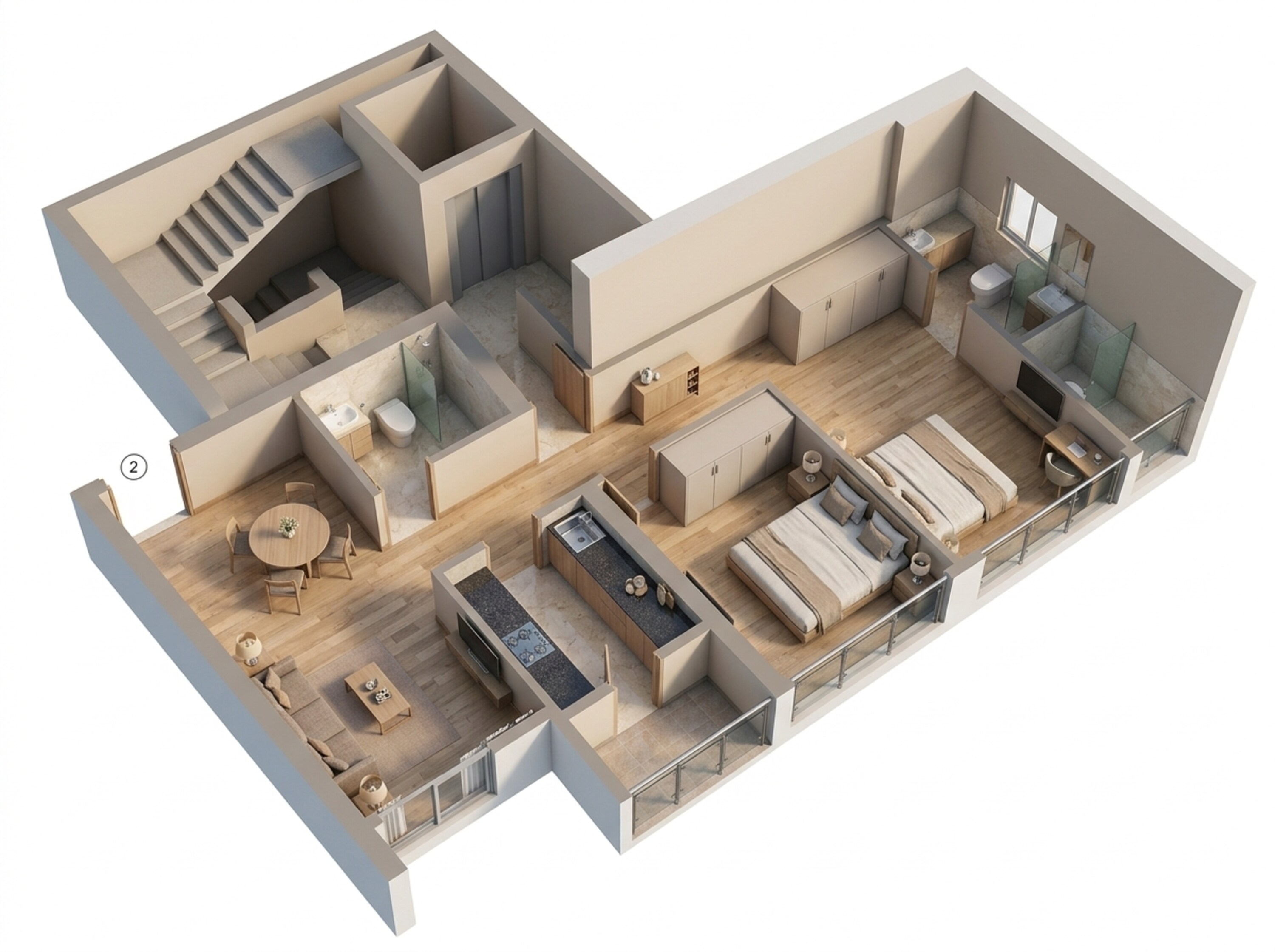 Floor plan of 2 BHK 613 Sq. Ft. Apartment in Piramal Aranya Ahan, Mumbai