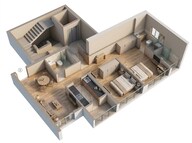 Floor plan of 2 BHK 613 Sq. Ft. Apartment in Piramal Aranya Ahan, Mumbai