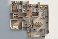 Floor plan of 3 BHK 873 Sq. Ft. Apartment in Piramal Aranya Ahan, Mumbai
