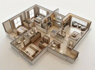 Floor plan of 3 BHK 860 Sq. Ft. Apartment in Piramal Aranya Ahan, Mumbai