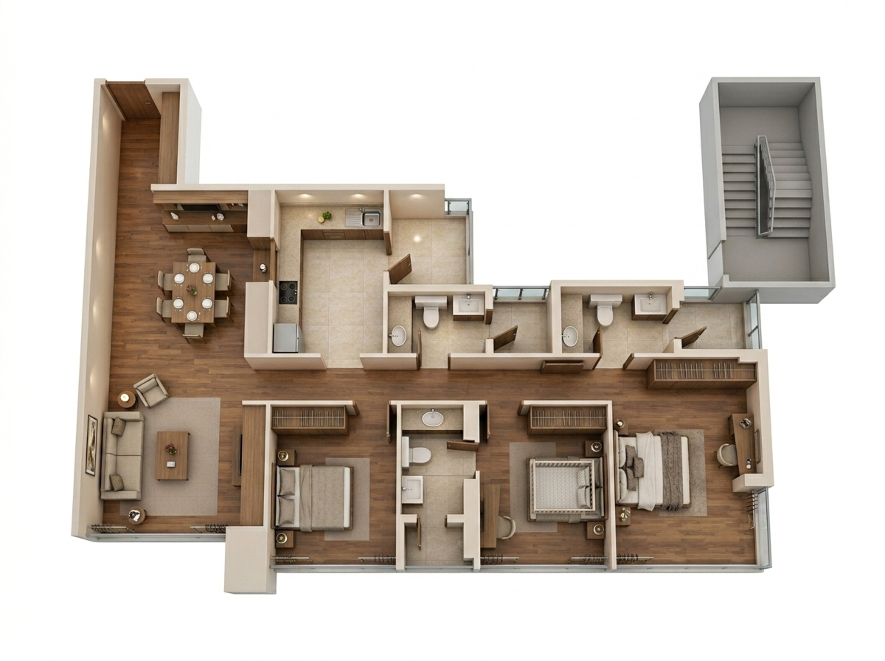 Floor plan of 3 BHK 916 Sq. Ft. Apartment in Piramal Aranya Ahan, Mumbai