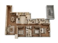 Floor plan of 3 BHK 916 Sq. Ft. Apartment in Piramal Aranya Ahan, Mumbai