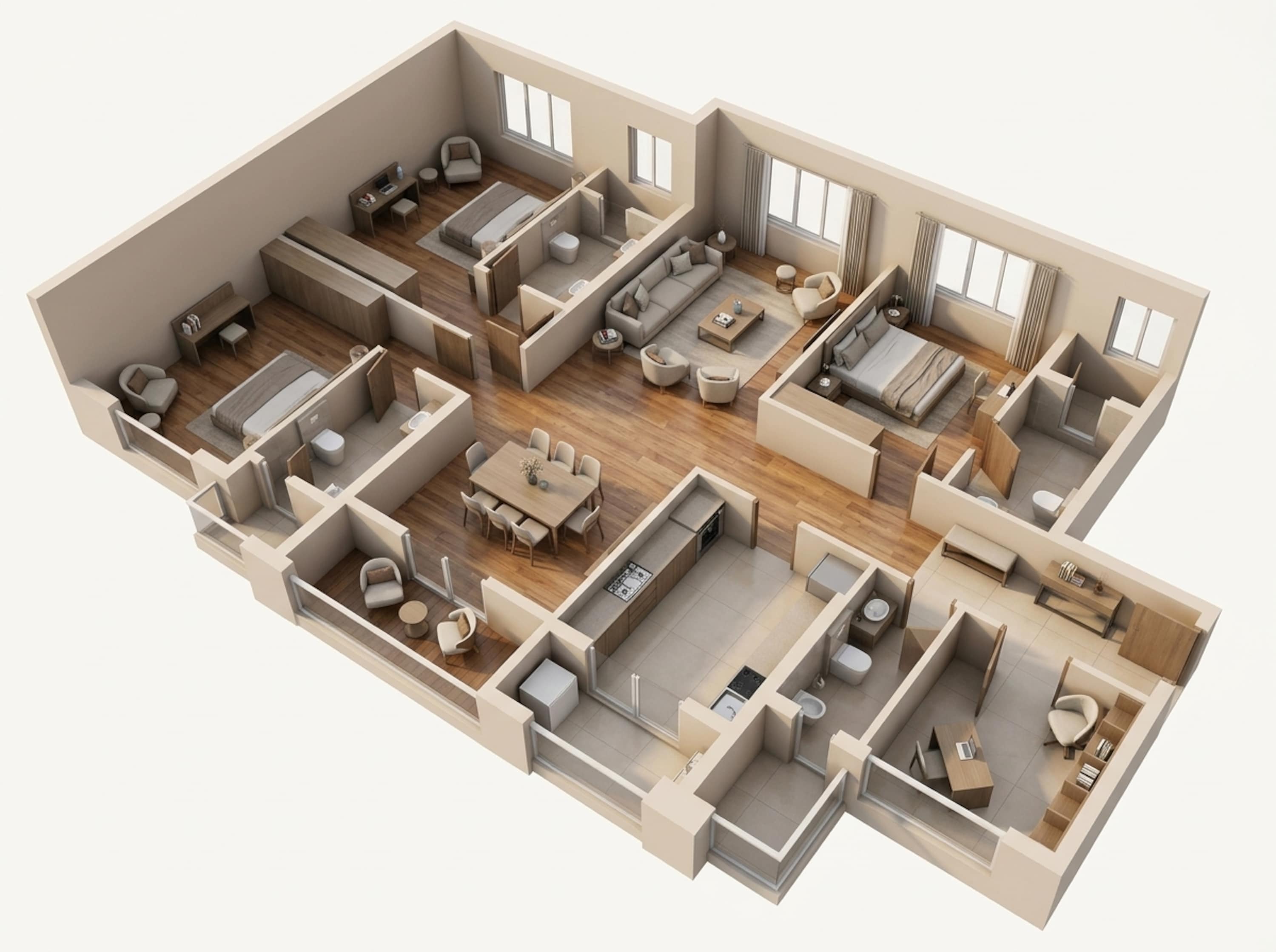 Floor plan of 3 BHK 920 Sq. Ft. Apartment in Piramal Aranya Ahan, Mumbai
