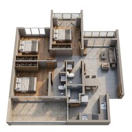 Floor plan of 3 BHK 705 Sq. Ft. Apartment in Godrej Forest Grove, Pune