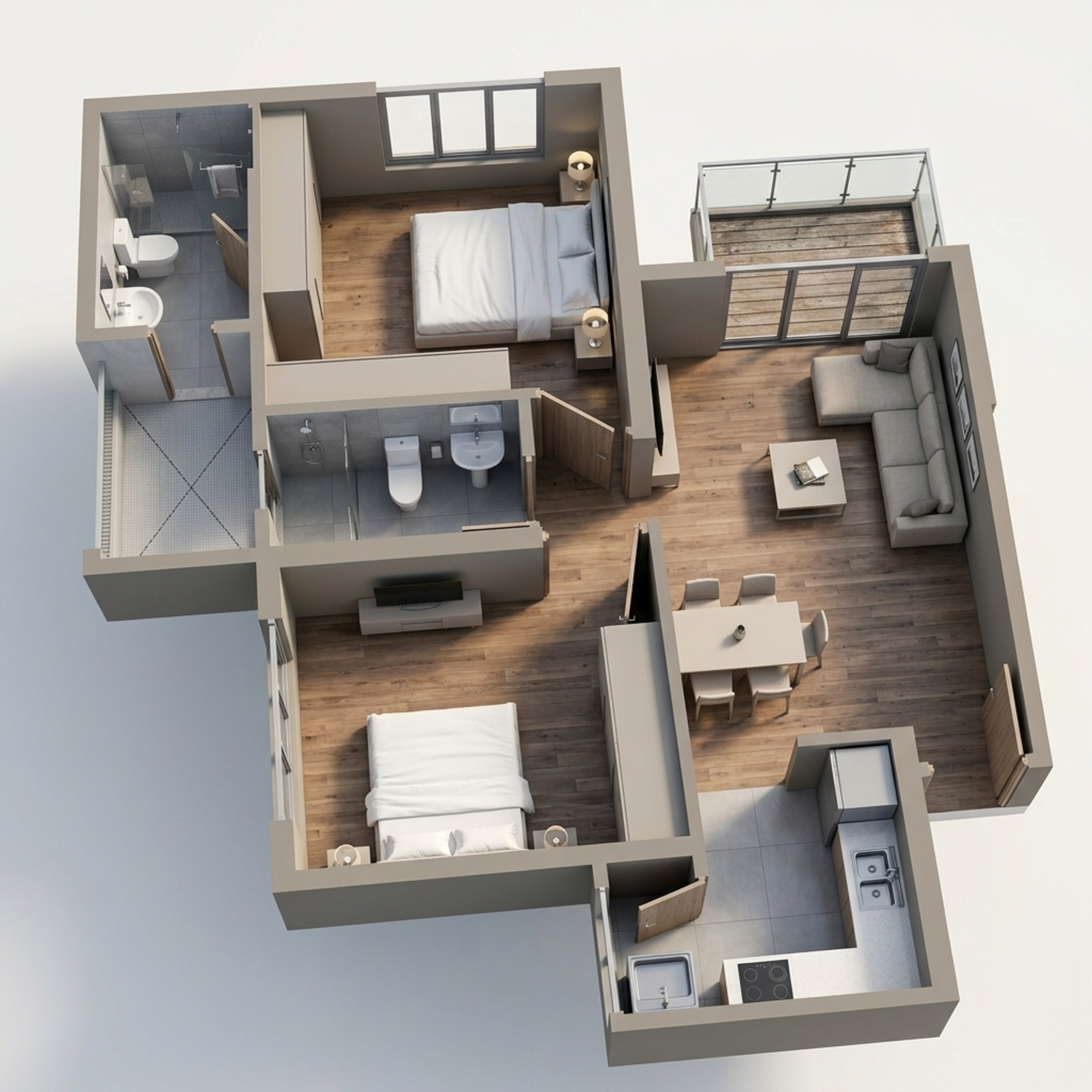 Floor plan of 2 BHK 531 Sq. Ft. Apartment in Runwal Gardens North Avenue, Thane